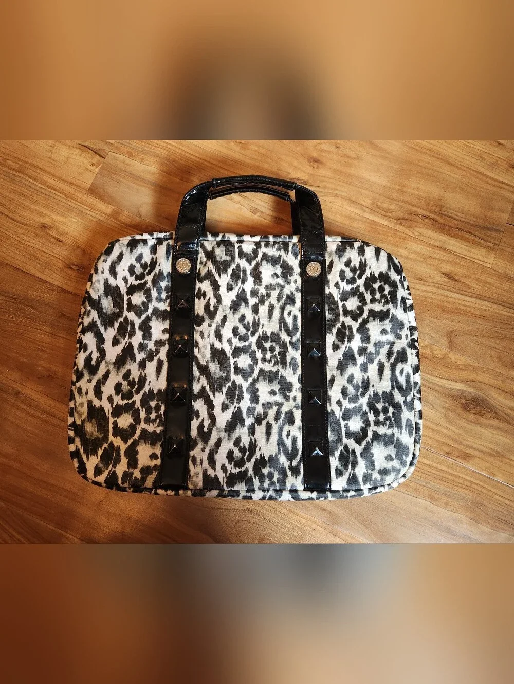 Betsey Johnson Black White Leopard Print Laptop Bag 13x15